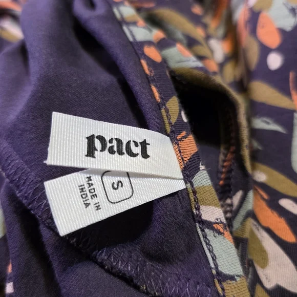 Pact Fit & Flare Cutout Back Dress Fkoral Leaf Pattern Purple Multicolor Size S - Picture 7 of 9